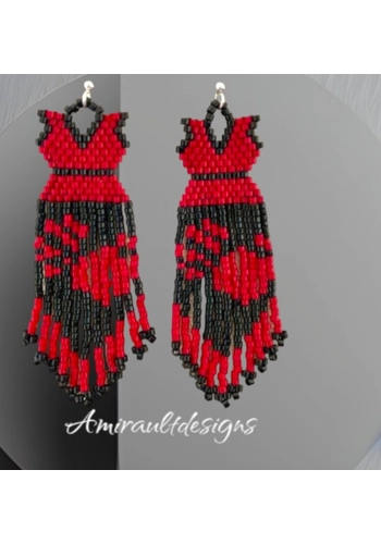 Beaded Earrings ( Red d..