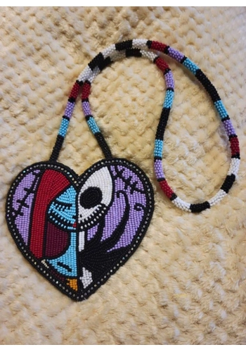 Beaded medallion with rope lanyard