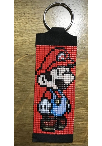 Flat beaded keychain