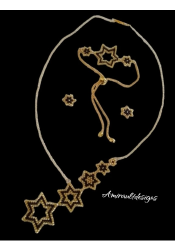 Beaded necklace, earrin..