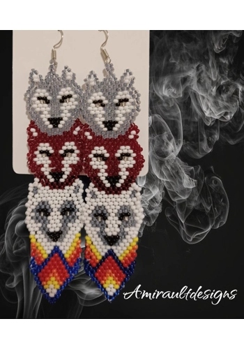 Flat beaded earrings Wo..