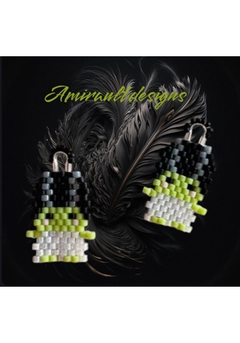 Flat beaded frankinstines bride earrings