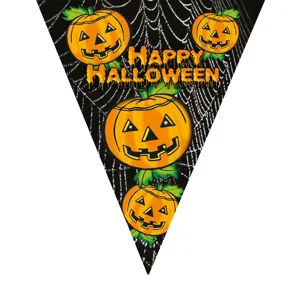 5m Pumpkin Flag Garland - 10 flags total