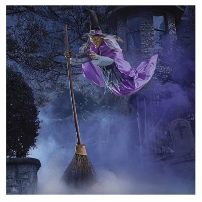 Home Depot 12ft Giant Hovering Animated Hovering Halloween Witch with Broomstick