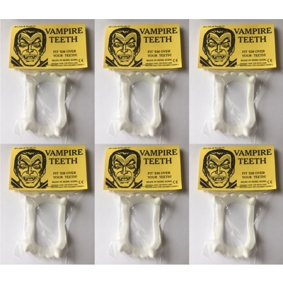 6x Traditional Plastic Vampire Dracula Teeth 6x Traditional Plastic Vampire Dracula Teeth