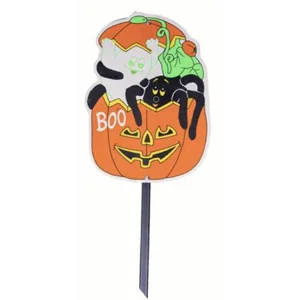 56cm Pumpkin & Ghost Plastic Yard Halloween sign