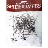 Stretchable White Spider Web Halloween Decoration with 2 S..