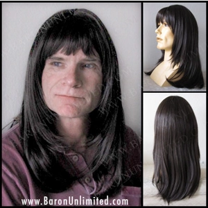 Aaron Synthetic Man's Long Wig Darkest Brown