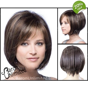 Aline Medium Dark Brown Bob with golden highlights