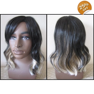 Stacy  black and blonde synthetic wig