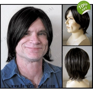 Mode Black Synthetic Man's Wig - SALE