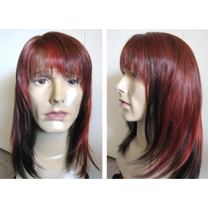 Red black synthetic wig