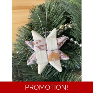 Christmas Ornaments - Fabric Scandinavian Star 6.5cm