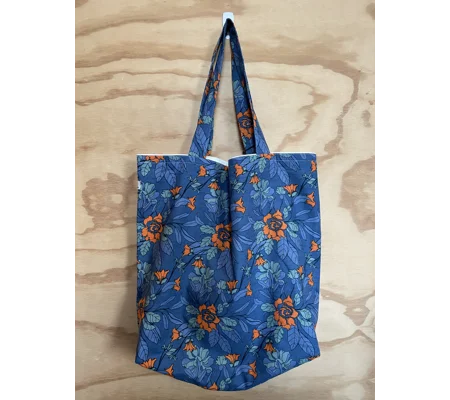 Tote Bag - Blue and Orange Floral