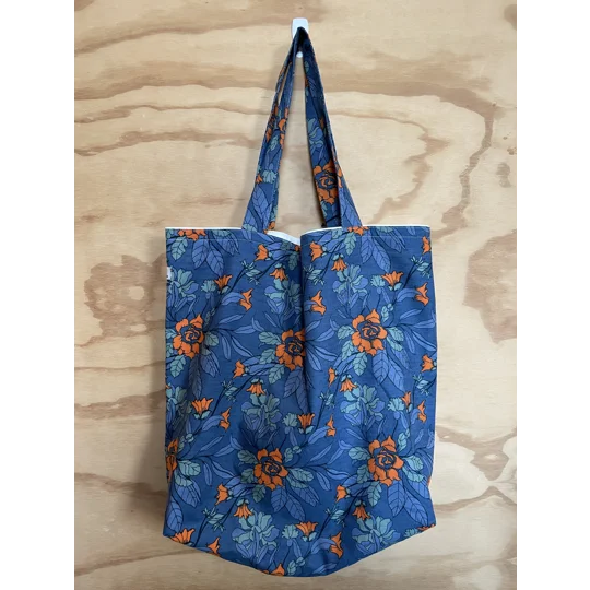 Tote Bag - Blue and Orange Floral