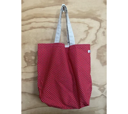 Tote Bag - Polka Dots - Red with canvas straps