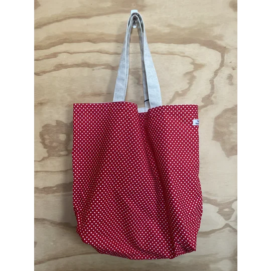 Tote Bag - Polka Dots - Red with canvas straps