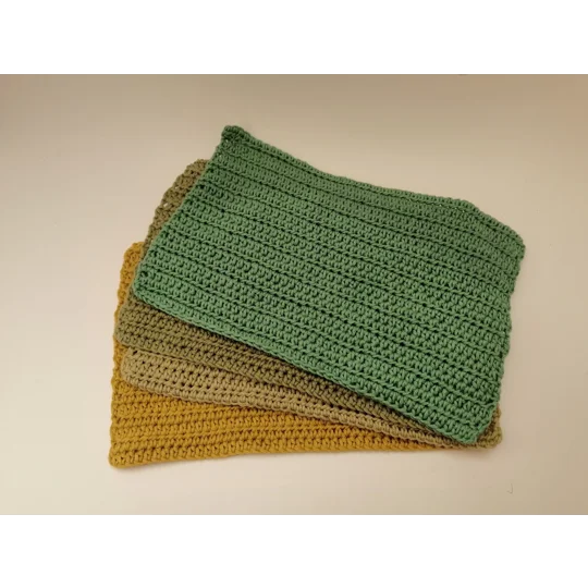 Reusable Cotton Dishcloths - set of 4
Mustard, Khaki, and two shades of green