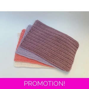 Reusable Cotton Dishcloths - Set of 4
White, Coral and two hues of purple