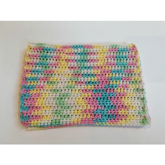 Reusable Cotton Dishcloths - Set of 2 Transition thread of Blue, Yellow, Pink, Green
