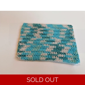 Reusable Cotton Dishcloths - Set of 2 Transition thread of hues of Blue and white