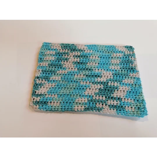 Reusable Cotton Dishcloths - Set of 2 Transition thread of hues of Blue and white