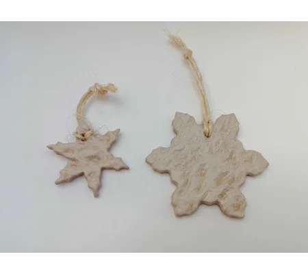 Christmas Ornaments - 2x Ceramic Snowflake set 6cm and 9cm