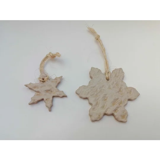 Christmas Ornaments - 2x Ceramic Snowflake set 6cm and 9cm
