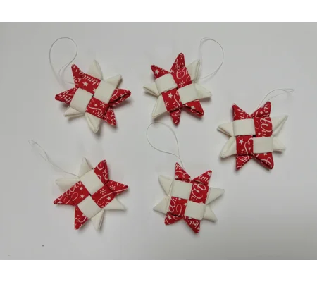 Christmas Ornaments - Fabric Scandinavian Star 6.5cm (set of 5)
