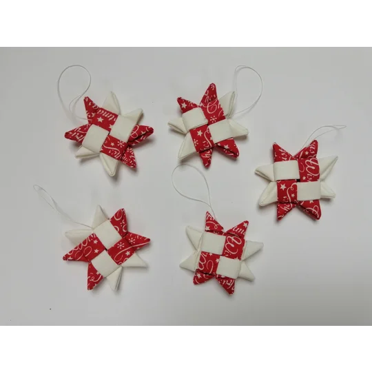 Christmas Ornaments - Fabric Scandinavian Star 6.5cm (set of 5)