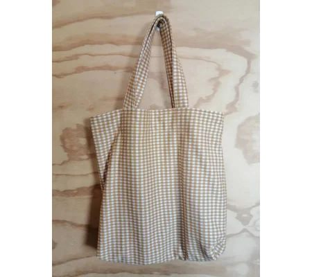 Tote Bag - Yellow Checkered, with inside pocket