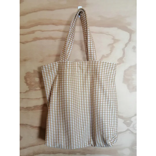 Tote Bag - Yellow Checkered, with inside pocket