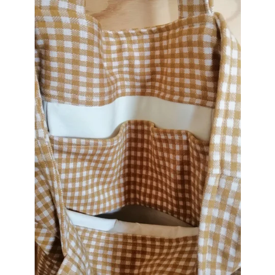 Tote Bag - Yellow Checkered, with inside pocket