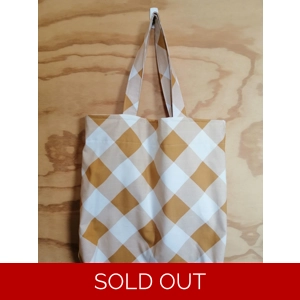 Tote Bag - Yellow Plaid, with inside pocket