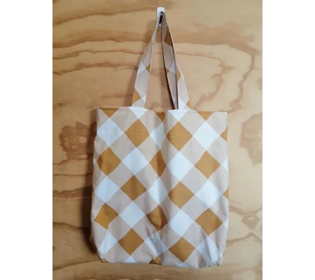 Tote Bag - Yellow Plaid, with inside pocket
