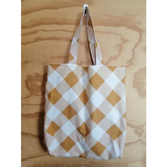 Tote Bag - Yellow Plaid, with inside pocket