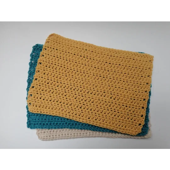 Reusable Cotton Dishcloths - Set of 3
Beige, Mustard, Blue
