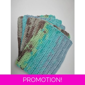 Reusable Cotton Dishcloths - Set of 5 
Ocean Tones