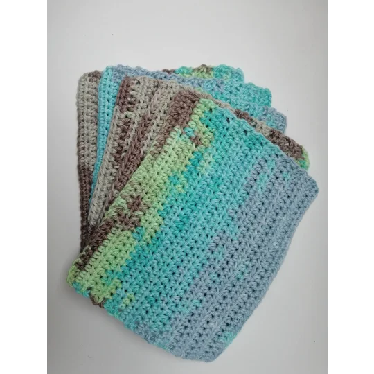 Reusable Cotton Dishcloths - Set of 5 
Ocean Tones