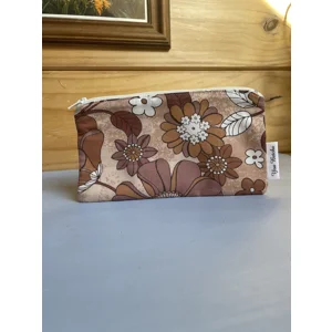 Makeup Bag -  Brown Flower Power
