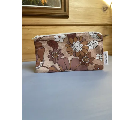Makeup Bag - Brown Flower Power