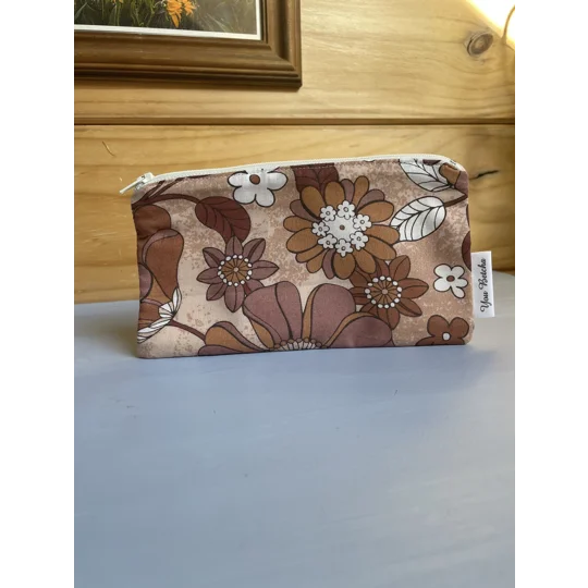 Makeup Bag - Brown Flower Power