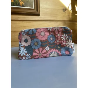 Makeup Bag -   Blue/Pink Flower Power