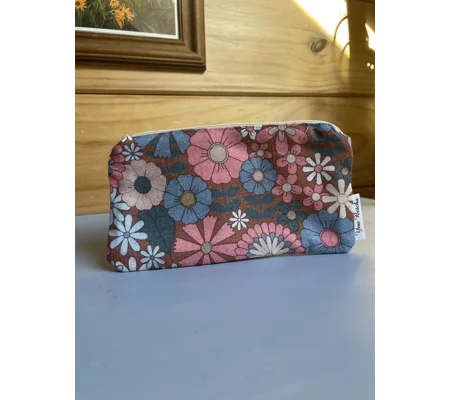 Makeup Bag - Blue/Pink Flower Power