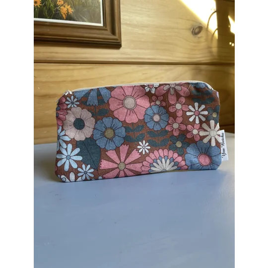 Makeup Bag - Blue/Pink Flower Power