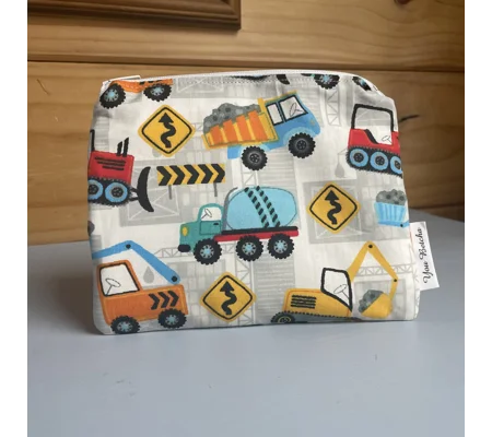 Toy Bag - Construction Vehicles (white)