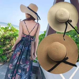 Women's Classic Style Solid Color Big Eaves Sun Hat