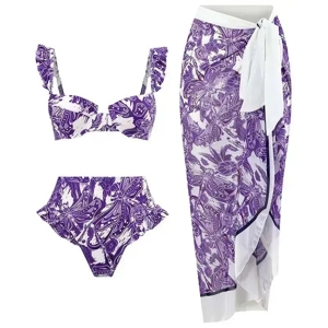 Ditsy Floral Bikinis-purple