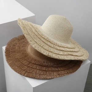 Solid Color Big Eaves Straw Hat