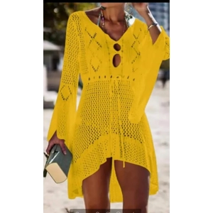 acation Solid Color Hollow Out Cover Ups